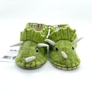 Triceratops Zooties Baby Toddler Shoes 1-2 Years Fair Trade Green 100% Wool
